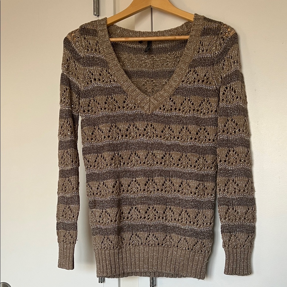 Guess Brown V-Neck Knit Sweater